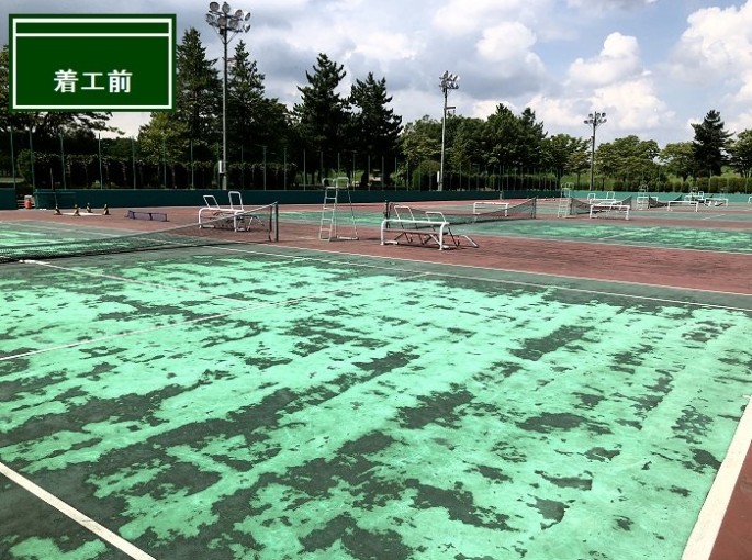 常願寺川公園県単独都市公園施設整備テニスコート表層改修工事