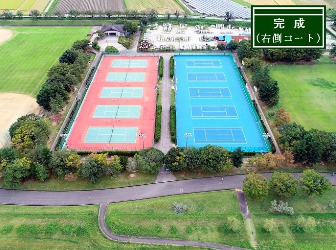 常願寺川公園県単独都市公園施設整備テニスコート表層改修工事