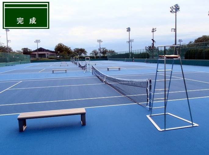 常願寺川公園県単独都市公園施設整備テニスコート表層改修工事