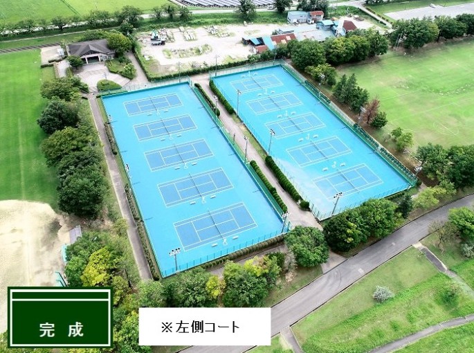 常願寺川公園県単独都市公園施設整備テニスコート表層改修工事